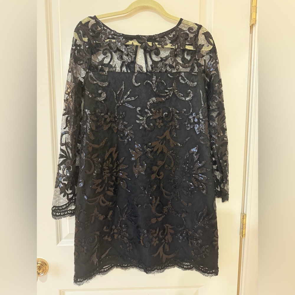 cupcakes & cashmere Black Floral Long Sleeve Dress